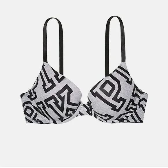 PINK Victoria's Secret Black and Gray Bra - Picture 1 of 6